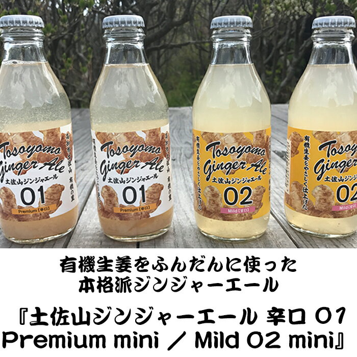 土佐山ジンジャーエール 飲み比べ 2MIX 200ml／本 20本《メーカー直送》【 送料無料 】（マツコの知らない世界で紹介 iTQi星2つ獲得 無添加 瓶 01 辛口 02 マイルド 甘口 ） ジンジャーエール ジンジャエール GingerAle 有機 無農薬 しょうが ショウガ 高知県 2