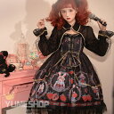 ハロウィン コスプレ 仮装 ゴスロリ ワンピース Aライン Lolita パフスリーブ 膝丈 レース フリル パフスリーブ レース フリル 小悪魔 ハロウィン ...