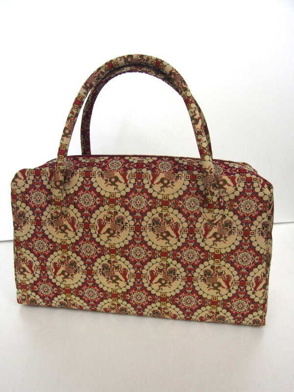 【訳あり品】龍村美術織物 こだわりの名物裂バッグ お茶席 利休【エンジ】