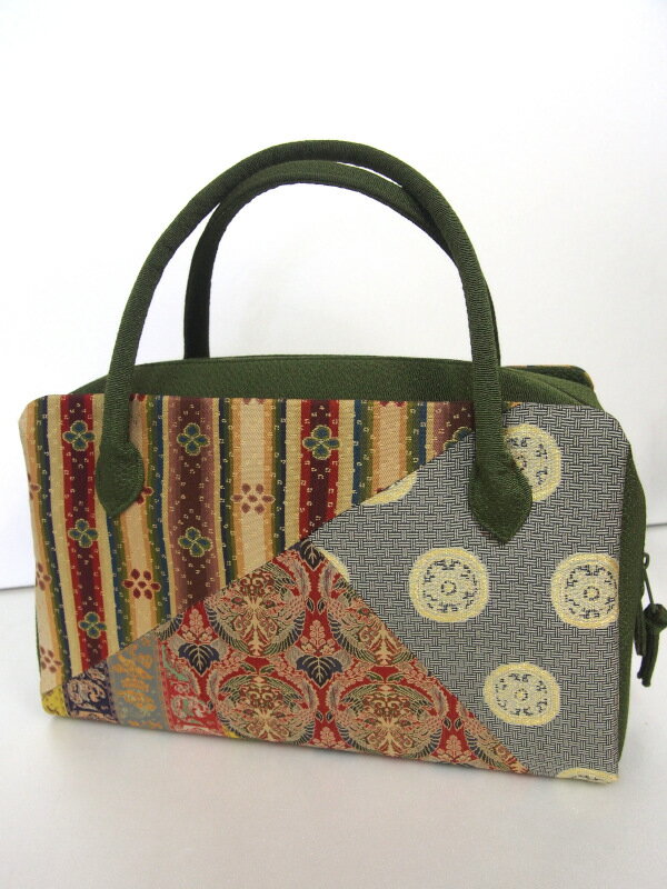 【訳あり品】龍村美術織物 こだわりの名物裂バッグ お茶席 利休【緑】