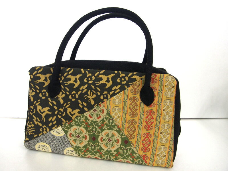 【訳あり品】龍村美術織物 こだわりの名物裂バッグ お茶席 利休【黒】