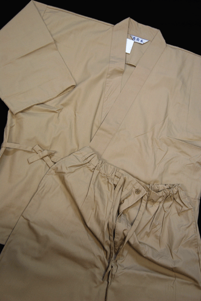 【お手頃】作務衣 無地 ベージュ