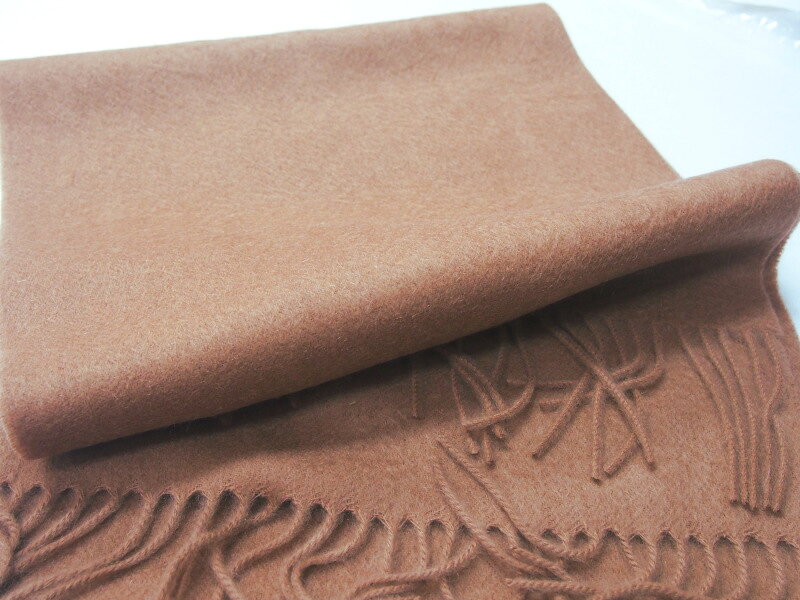 激安【カシミア100％マフラー】肉厚・きれいなうね！※キャメル※