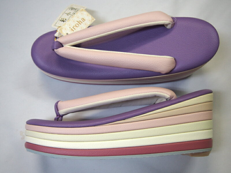 彩小径　草履　7段重ね　【紫ピンク白鼻緒　フリーサイズ】