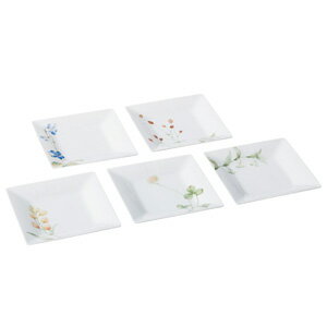 Noritake（ノリタケ）　あづまの路　15cmスクエアプレート5枚セット（絵変り）　F10194/1654-15