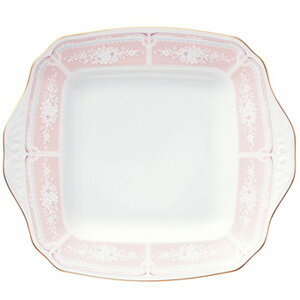 【送料無料】Noritake（ノリタケ）　レースウッドゴールド　28.5cmスクエアプレート（ピンク）　T9547A/1507-4