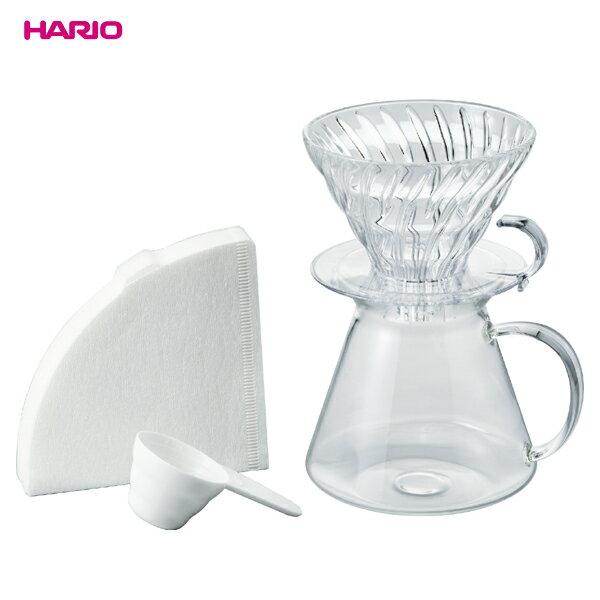 HARIO(ハリオ)　V60 GLASS BREWING KIT　（グラスブリューイングキット）　ドリッパー・サーバー・ペーパーフィルター・計量スプーンセット　S-VGBK-02-T