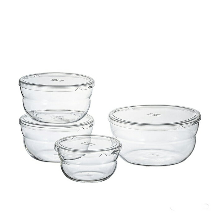 乐天商城 - ハリオ ボウルップ 耐熱ガラス保存ボウル　4個セット 350mL／650mL／1200 mL　BLP-5008-T　Hario