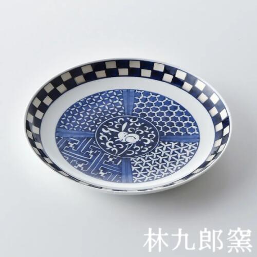 乐天商城 - 波佐見焼　プレート　藍青　らんせい　兎銀市松　ラージプレート　24cm　612153C510　林九郎窯