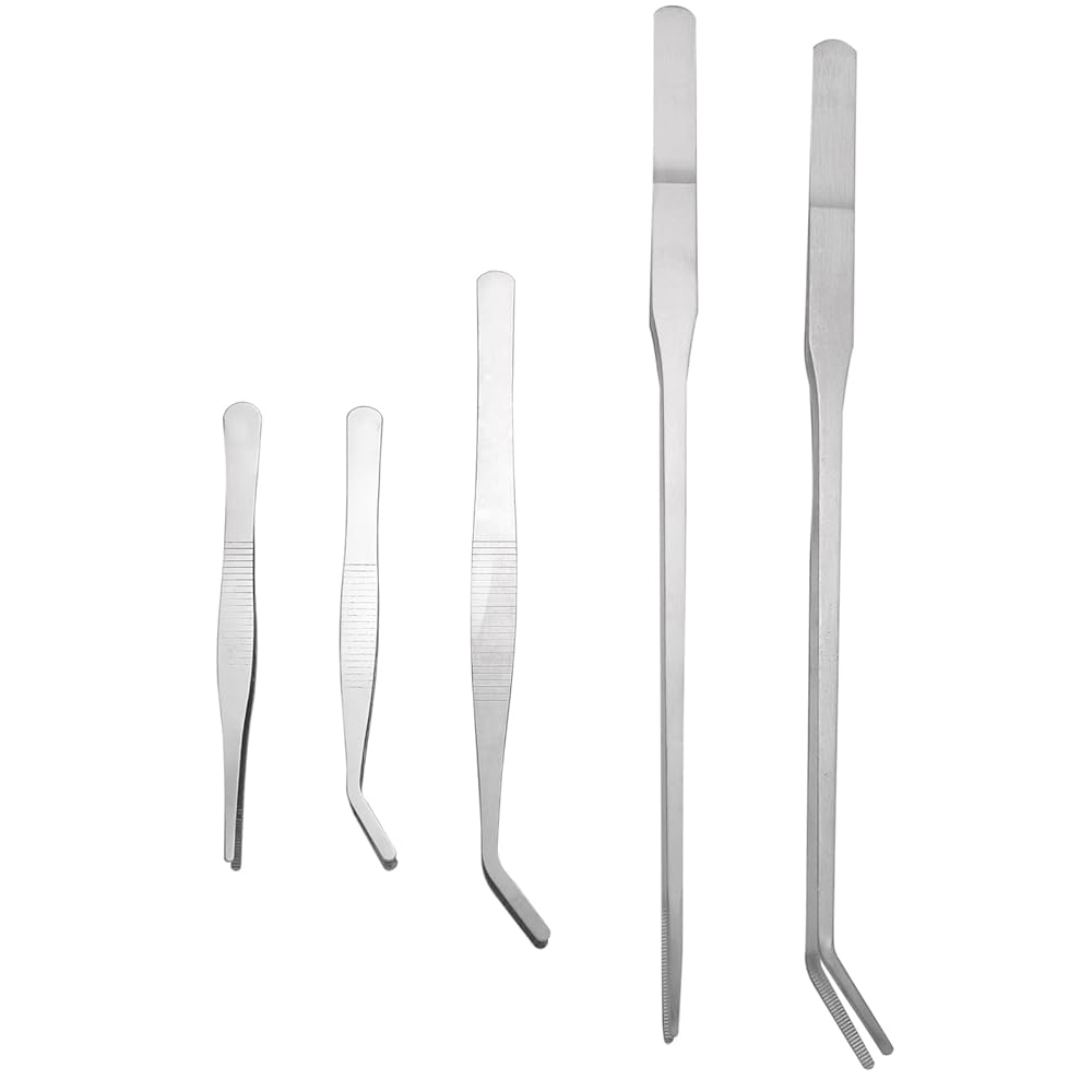 ルボナリエ ピンセット 園芸 長い ロング 先曲がり 多肉植物 観葉植物 テラリウム 園芸用ピンセット ス..