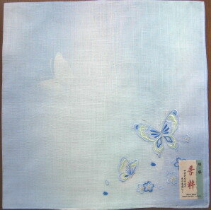 季粋(きすい) 蝶 そらいろ和柄 ハンカチ 蝶 刺繍 大判 敬老の日 季粋(きすい) 蝶 そらいろ和柄 ハンカチ 蝶 刺繍 大判 敬老の日