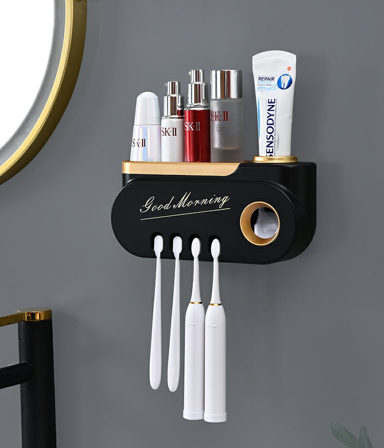 歯磨き粉ディスペンサー 歯ブラシホルダー 吊り下げ 歯ブラシ収納 歯ブラシスタンド かわいい 歯ブラシ ホルダー 浮かせる 歯磨き粉ホルダー 浮かせる収納 吊り下げ収納 ハブラシ 吊るす ディスペンサー 洗面台 収納 ラック おしゃれ ホワイト ブラック 便利グッズ