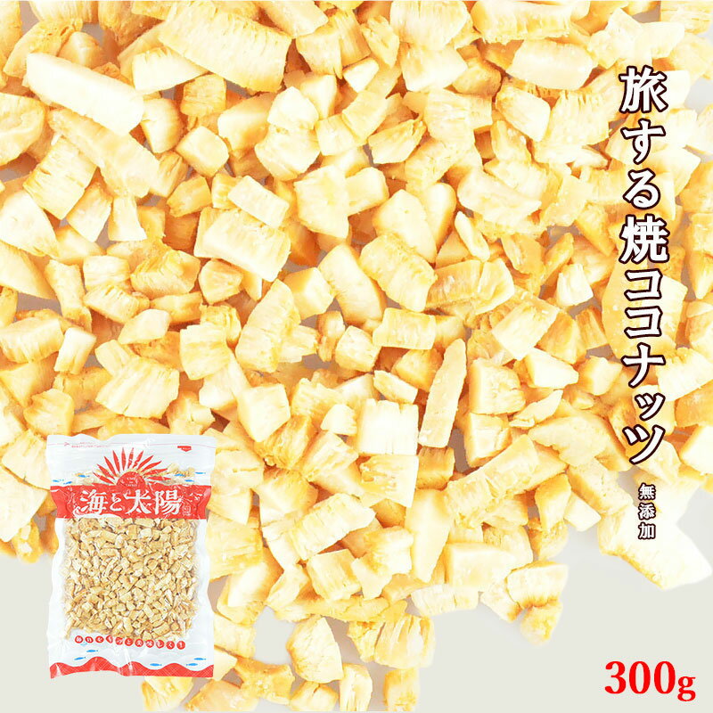 ＜旅する焼ココナッツ300g＞ 無添加 1kgは多いけど、たっぷり食べたい方にオススメ！ ココナツ 焼きココナッツ ココナッツチップ 送料無料 海と太陽 メール便 チャック付き袋 食物繊維 ダイエット スーパーフード