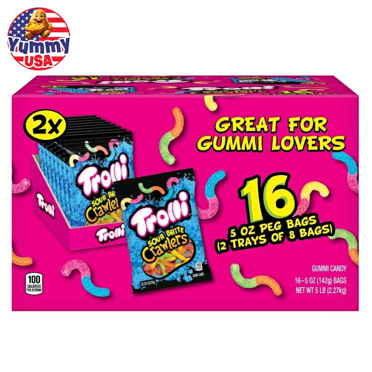【最大500円OFFクーポン有】トロリ サワー ブライト クローラーズ キャンディ 5 オンス 16 個入り Trolli Sour Brite Crawler...