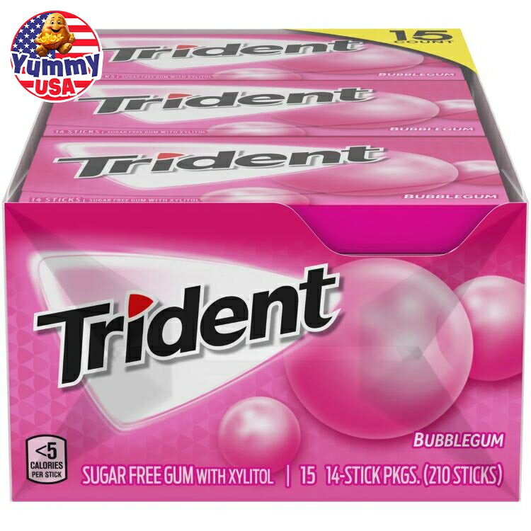 【最大1040円OFFクーポン有】トライデント シュガーフリーガム バブルガム 15 個入り Trident Sugar Fr..