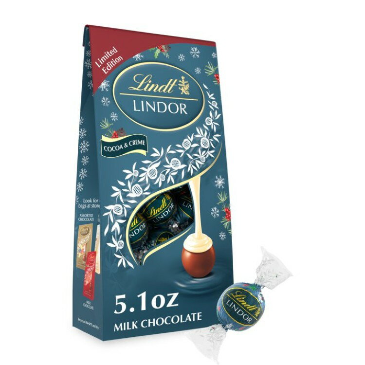 リンツ リンドール ココア＆クリーム ミルクチョコレート クリスマスキャンディ トリュフ 144g Lindt L..