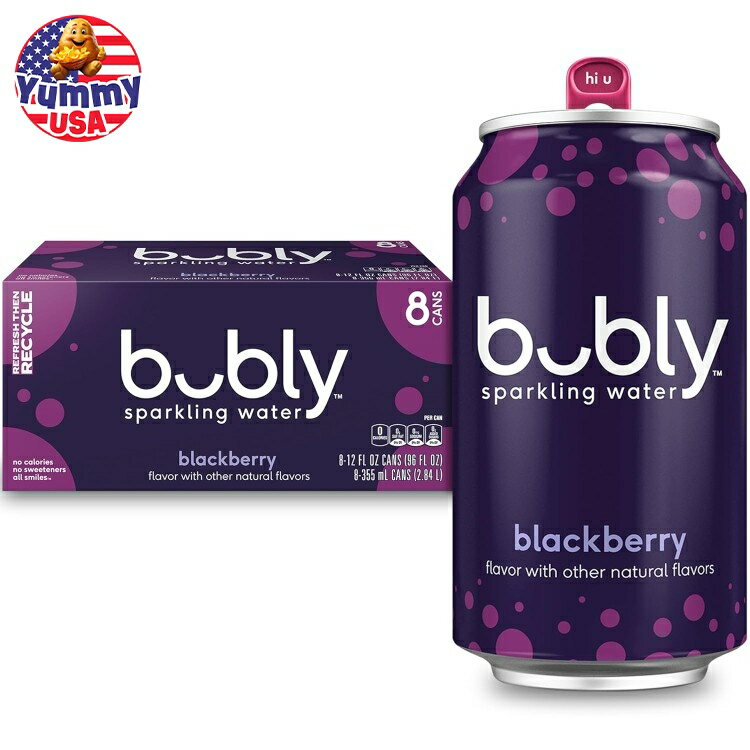 【最大500円OFFクーポン有】バブリー ブラックベリー スパークリング ウォーター 355ml 8 缶パック bub..
