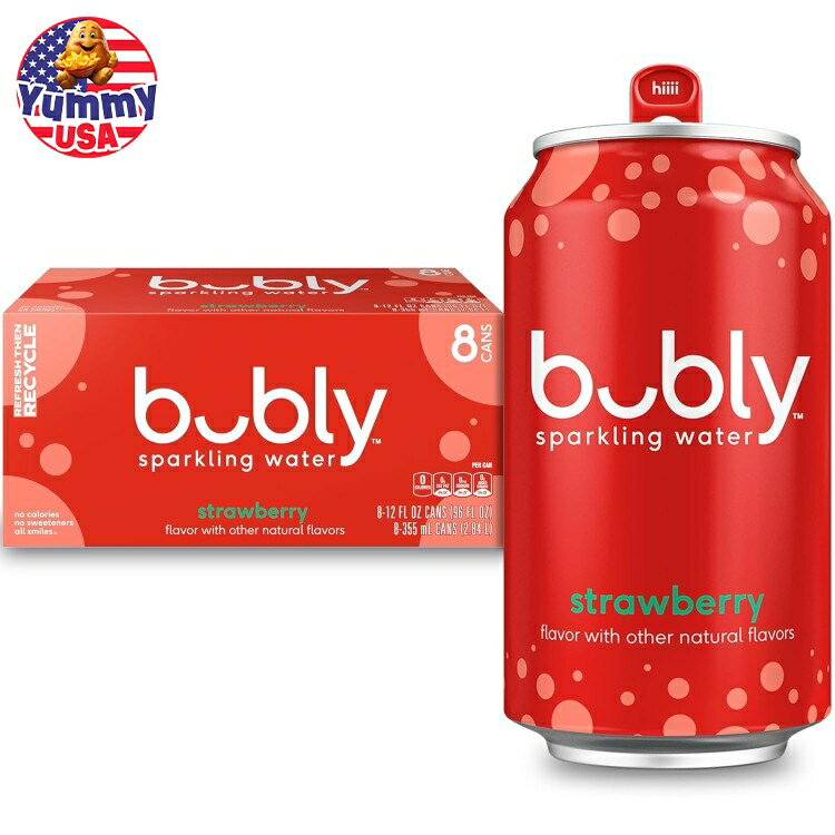【最大500円OFFクーポン有】バブリー ストロベリー スパークリング ウォーター 355ml 8 缶パック bubly..