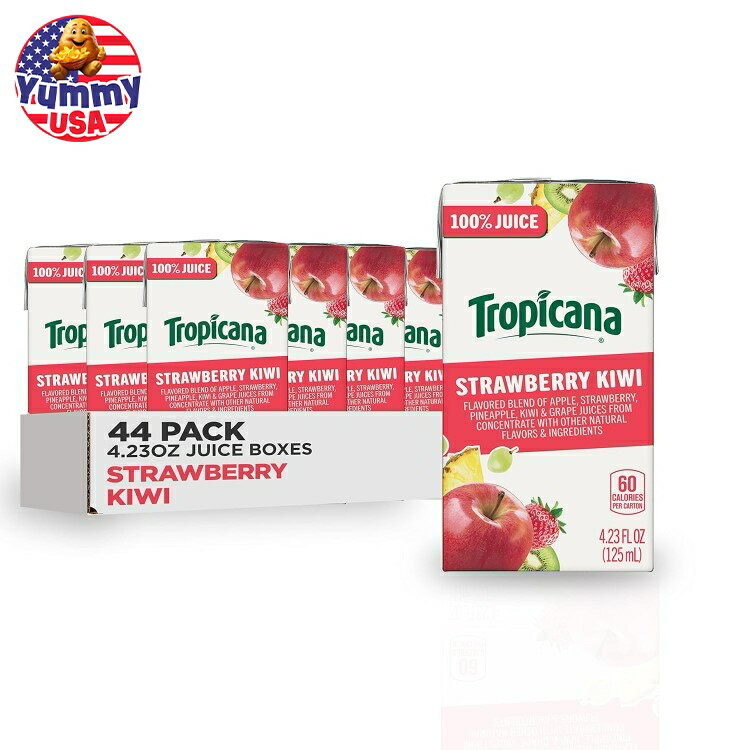 楽天アメリカお菓子のYummy USA最大500円OFFクーポン★トロピカーナ 100％ ジュース ボックス ストロベリー キウイTropicana 100％ Juice Box, Strawberry Kiwi, 4.23oz （Pack of 44） 日本未発売 大容量 海外版 【お取り寄せ商品】