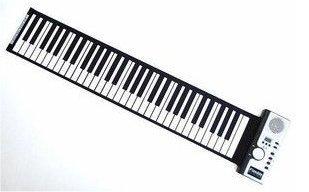ボタン・鍵盤が立体的で弾きやすい 持ち運びラクラク くるくる巻いてコンパクトに収納 デジタル61キー電子ロールアップピアノ ホワイト
