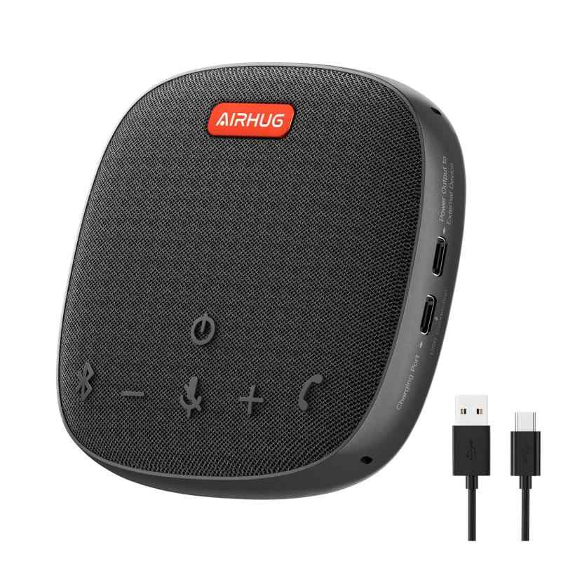 AIRHUG スピーカーフォン スピーカーマイク 会議用マイク USBマイク スピーカー Bluetooth対応 USB-C接続 360˚全方向集音 エコーキャンセリング機能 Web会議スピーカー オンライン会議 テレワーク