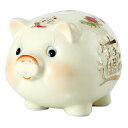 ledmomo かわいい豚の貯金箱 陶器の貯金箱 動物の貯金箱 豚の置物 コイン お札 底穴あり(3)