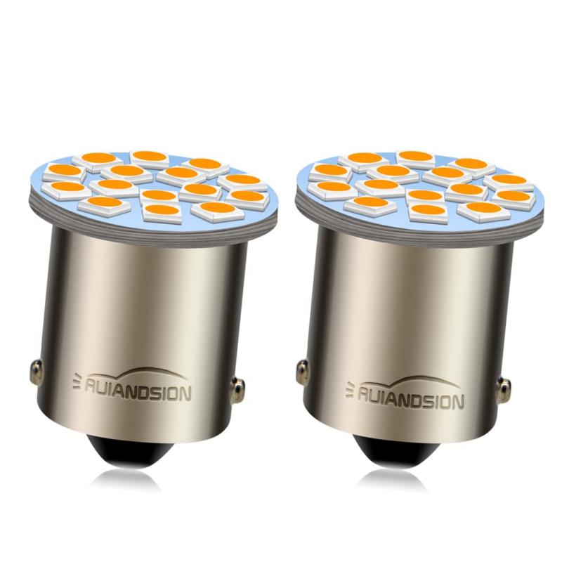 Rakuten - Ruiandsion 2個 S25 シングル球 BA15S 1156 P21W G18 LEDバルブ ピン角180度 15連 3030SMD 6V 汎用 変換 、ホワイト/イエロー