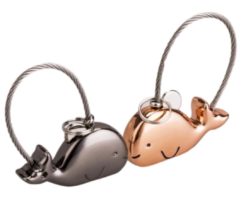 KLU ペア キーホルダー カップル お揃い キーリング 鍵 かわいい 動物 ブラック ピンクゴールド 2個セット