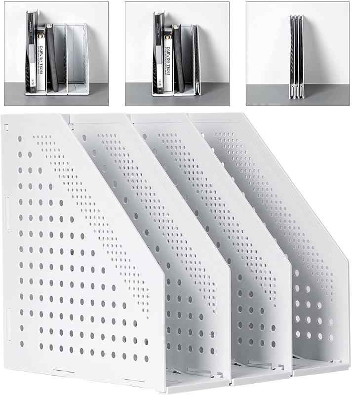 Deli 正规品 A4 ファイルボックス デスク上置棚 折りたたみ式 本立て 卓上棚 4つの垂直コンパートメン..