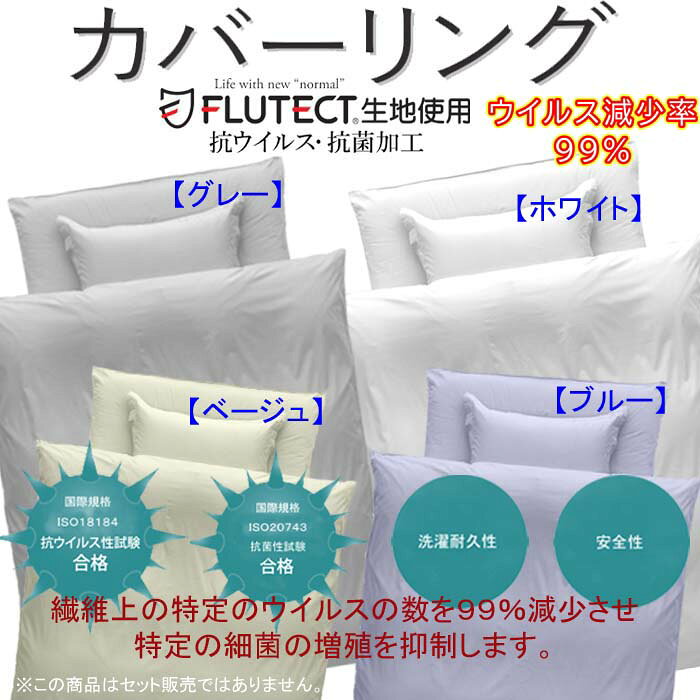 フルテクト【ウイルス減少率99%】ダブル 敷布団カバー 抗ウイルス 抗菌加工 サイズ ダブル145×215cm 布団カバー