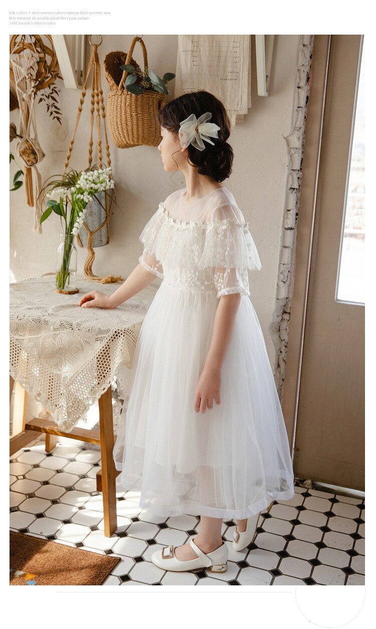 ハーフスリーブフルールドレス ワンピース 半袖 プリンセス 発表会 結婚式 キッズ レディース フォーマル ピアノ 七五三 誕生日 バースデイ 女の子 お祝い 花 フラワーガール リングガール かわいい 110 120 130 140 150 160 170 cm