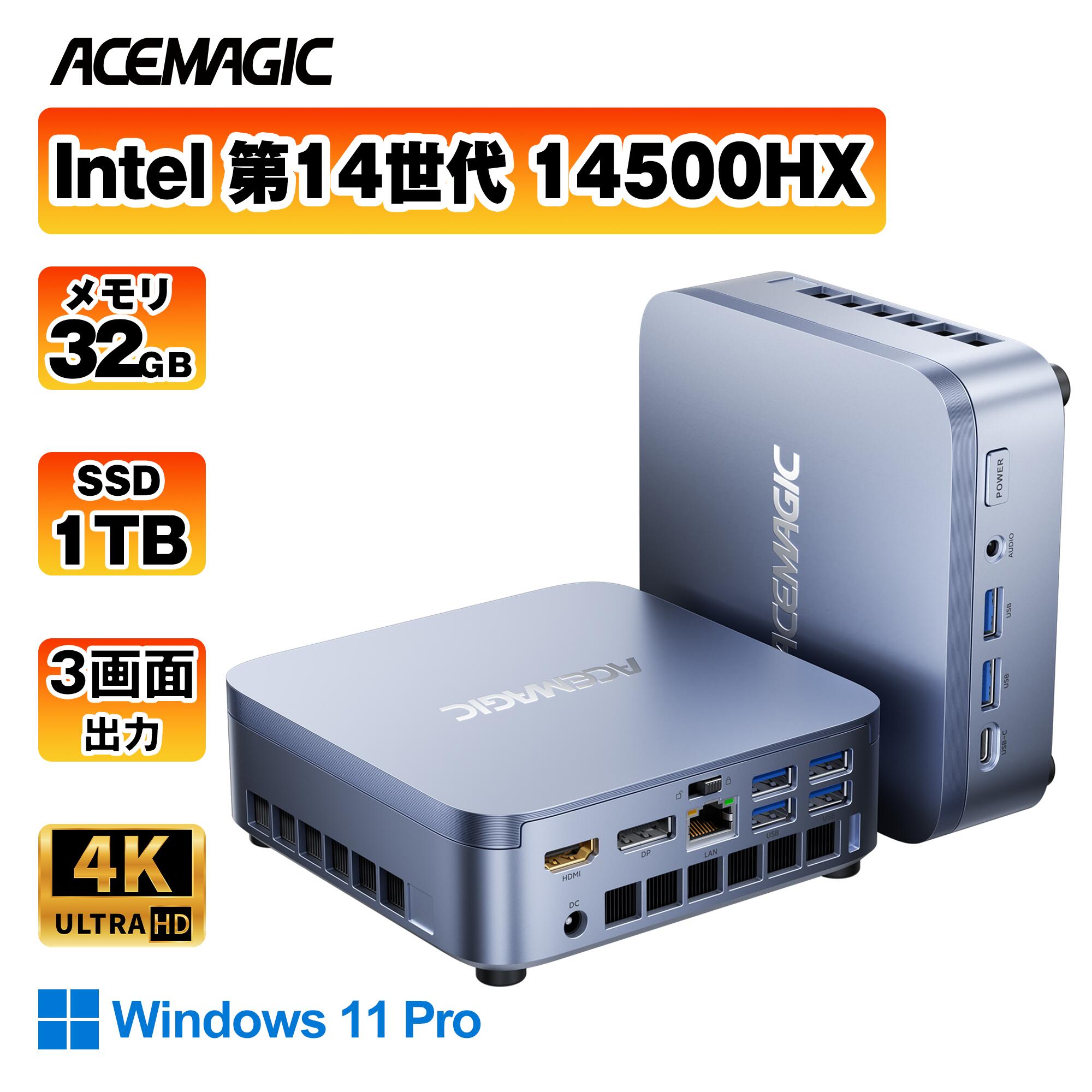 ミニPC【Intel 第14世代HX】Mini PC i5-14500HX/i7-14650HX 選択可 32GB+1TB 最大24コア32スレッド TDP55W 3画面4K出力 Win11 Pro DDR4・PCIe4.0 WiFi6E+BT5.2 多彩なI/Oポート搭載 高性能minipc 小型 ミニpc ゲーミング デスクトップpc ゲーミングpc