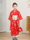 「Fashion THE SALE期間10%OFF!」浴衣 子供 女の子 【浴衣 帯 巾着袋 髪飾り4点セット 】 100~140cm 浴衣セット 作り帯 花柄...