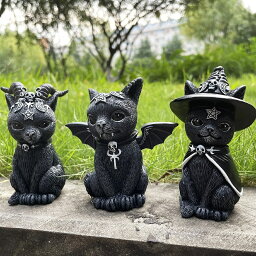 新作 ハロウィン 魔法猫 樹脂 細工 小物 動物 彫刻 プレゼント テーブル アクセサリー お庭飾り 魔女 黒ネコ カーデニング 玄関 ホーム