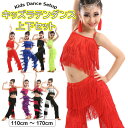 キッズ ラテンダンス衣装 上下 セットアップ トップス パンツ 女の子 レディース HIPHOP ラテン ダンス 衣装 ステージ衣装 ファッション フリンジ へ...