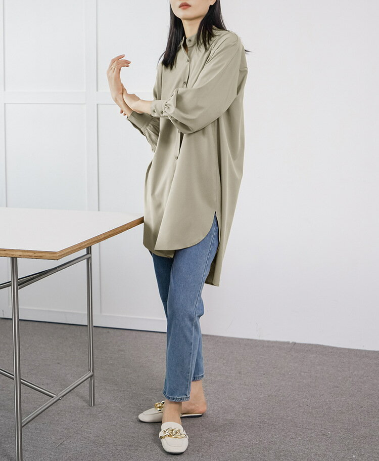 シャツ レディース ロング ブラウス 長袖 ゆったり 大きいサイズ ノーアイロン オフィス カジュアル ファッション 通勤 日常 ホワイト ブラック イエロー キャメルブラウン マスタード ライトグレー