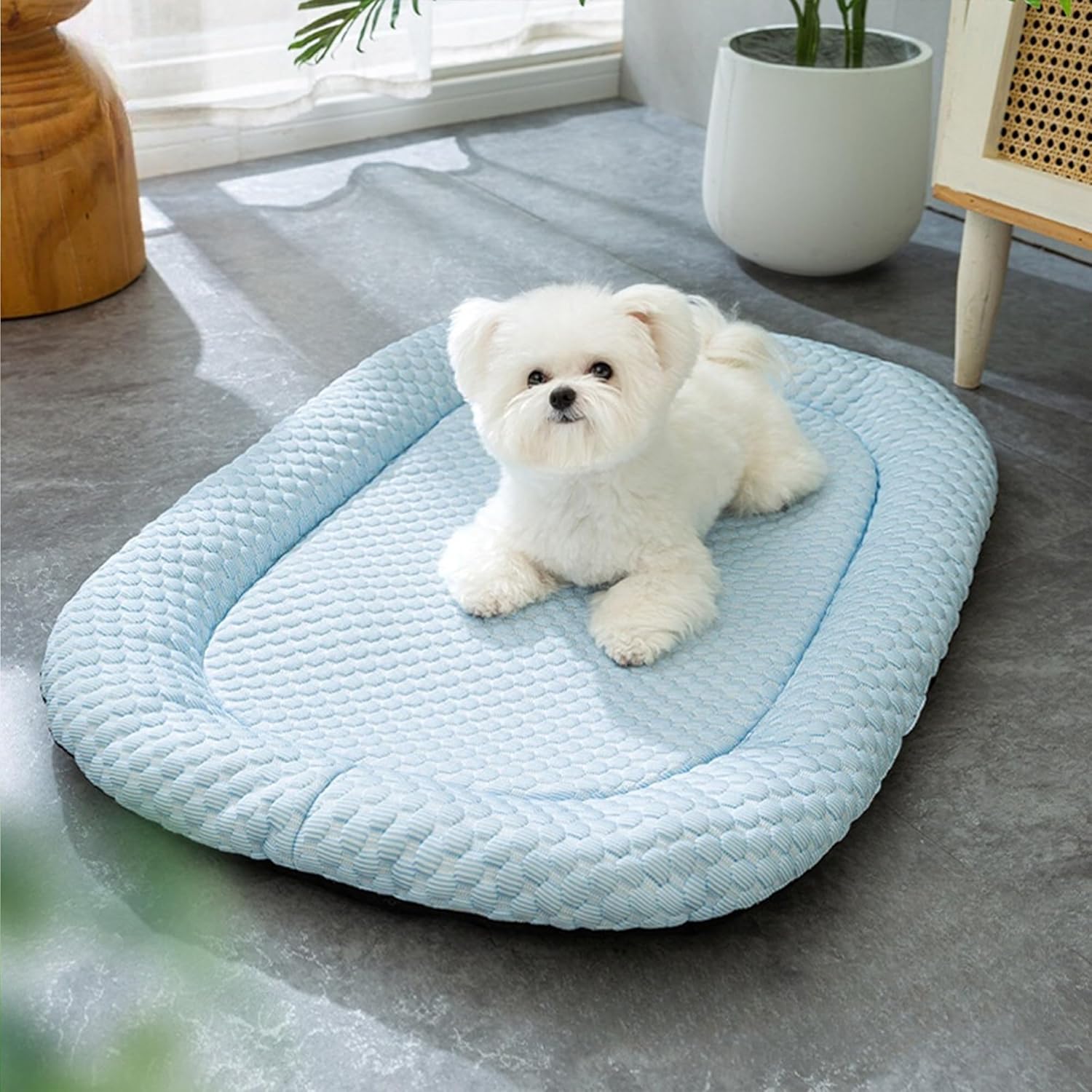 SmalSize L - 冷感 ペットベッド 夏用 ひんやり 小型犬 クッションマット 通気性優れ 猫用 ソファ ふわふわ