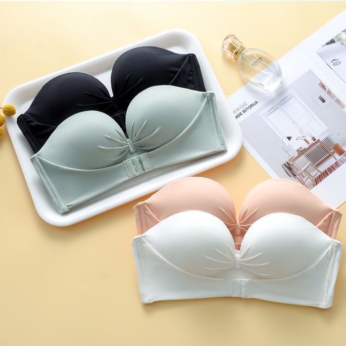 YUNO Barbieのストラップレスブラ チューブトップ インナー ブラジャー 寄せブラ 紐なしブラ 脇高 ノンワイヤー 高弾性 柔らかい シームレスブラ 結婚式 パーティー オフショル バストアップ｜アングル2