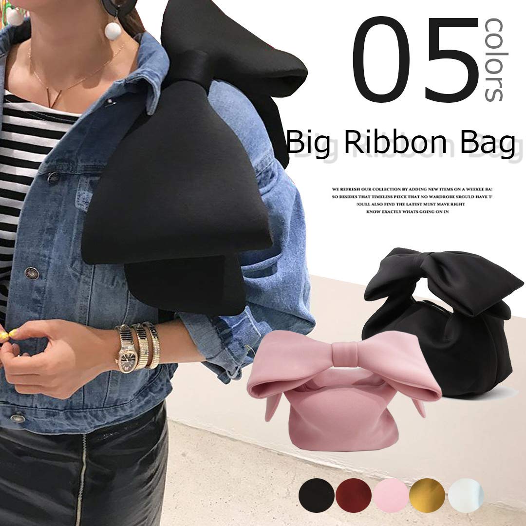 「スーパーSALE半額」大きなリボンがレディライクなアクセント ビッグリボン ハンドルバッグ トートバ..