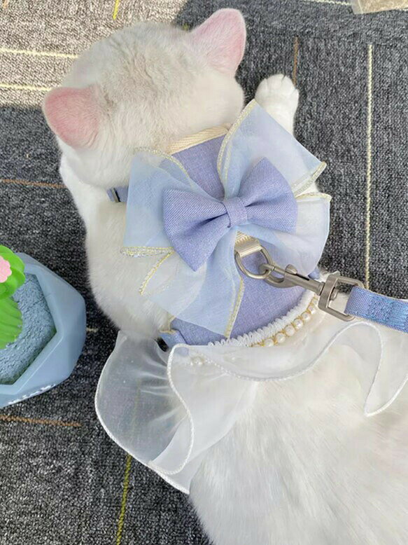 お散歩、お出かけなどに大活躍！猫用 犬用 パールリボン レース パール ハーネス ...