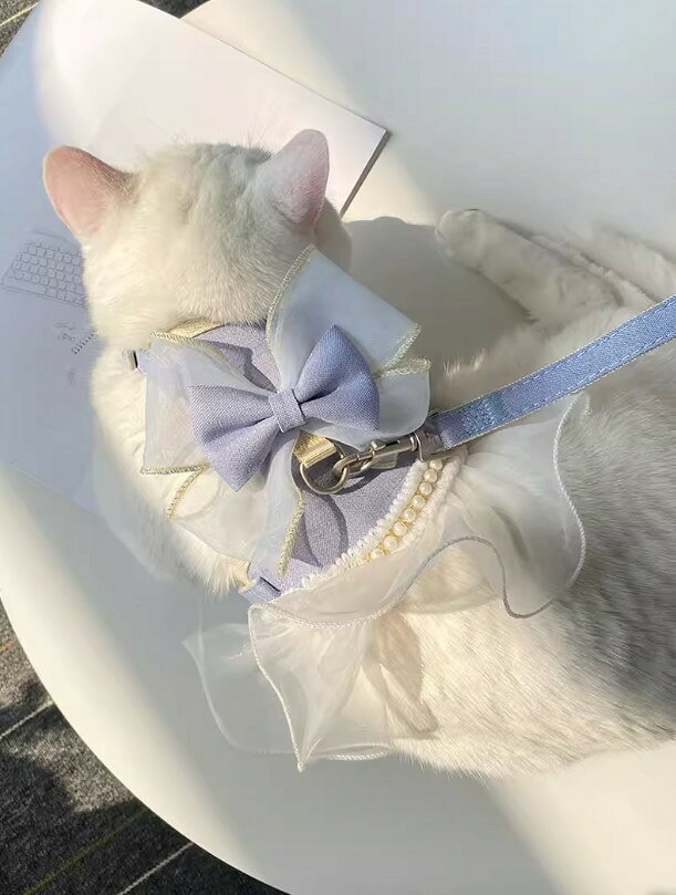 お散歩、お出かけなどに大活躍！猫用 犬用 パールリボン レース パール ハーネス ...