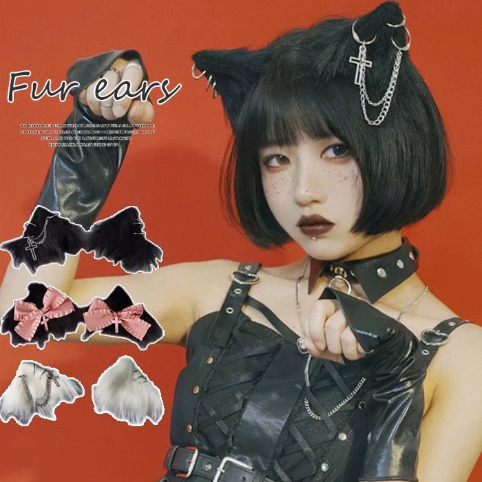 なりきり仮装?イベントのプチ仮装に！選べる4種類 ゴシック風 コスプレ 髪飾り 狐耳 コスプレ小道具 猫..