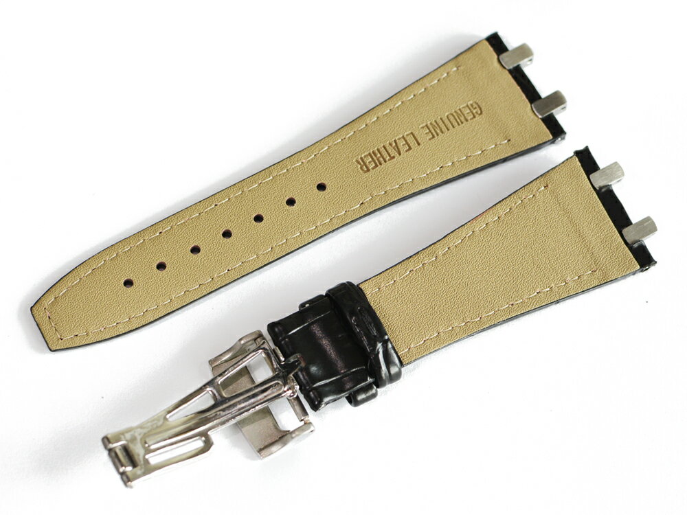 【オーデマピゲ(AUDEMARS PIGUET)向け】輸入王オリジナル ベルト ロイヤルオーク 41mmケース 用 クロノ Dバックル 付 メンズ 時計 交換 型押しクロコ 革 バンド 全2色 26mm【社外品】【純正ではございません】15400 15500 26320 26331