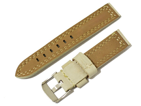 「パネライ(PANERAI)向け」輸入王オリジナル ベルト 38mmケース用 バックル付 メンズ レディース 時計 交換 ヴィンテージ カーフ 牛革 オフホワイト 20mm【社外品】【純正ではございません】ルミノール ドゥエ
