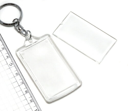 【アクリルフォトフレーム】傷ありハメパチ 長方形型 70mm×38mm キーホルダー (写真サイズ約54×30mm)
