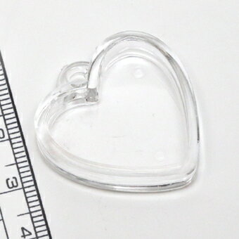 【アクリルレジン　透明枠パーツ】No.11　ハート型　30mm　1個