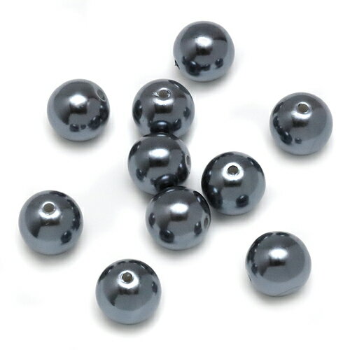 【パール風ビーズ】ダークグレー 6mm 8mm 12mm プラパール 樹脂ビーズ パールビーズ 真珠風ビーズ