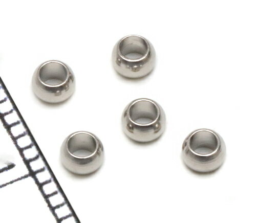 【メタルビーズ】3×2mm 穴1.6mm 代用シルバーロジウム 10個 日本製 メタルパーツ つぶし玉　かしめ玉