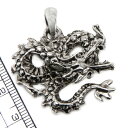 【メタルパーツ】ドラゴン 30×30mm 1個 ペンダントトップ バチカン付