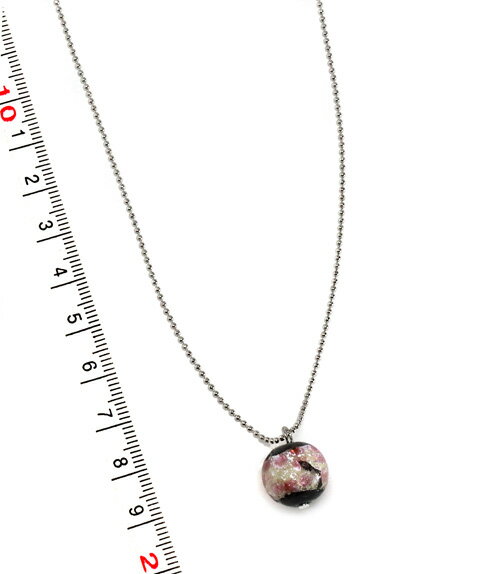 【蓄光ほたるアクセサリー】ボールチェーン ネックレス ピンク 12mm 40cm 蜻蛉玉 トンボ玉 光るほたる 桜ピンク サクラ さくら sakura